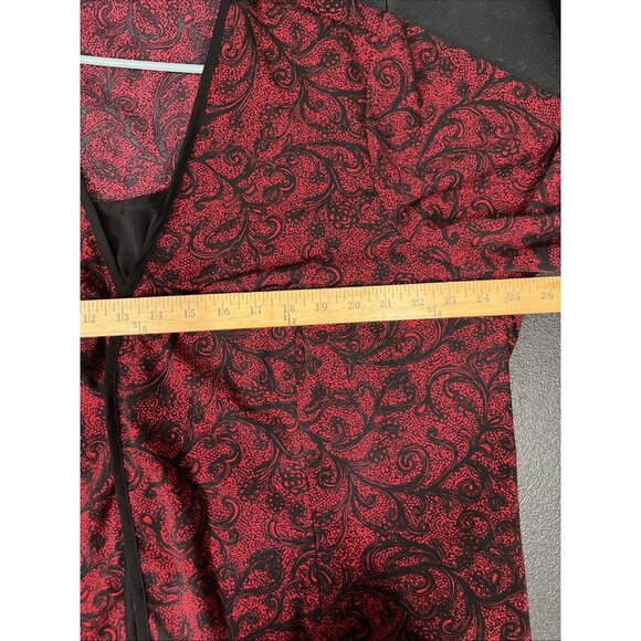 Croft and Barrow Top Womens 3X Red Black Open Cardigan Jacquard Office Career - Picture 7 of 8